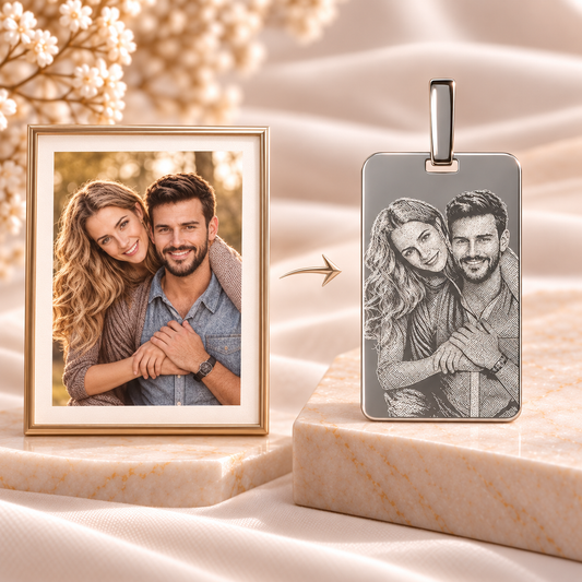 How your photo becomes a KINLORE A11 personalised engraved pendant.
