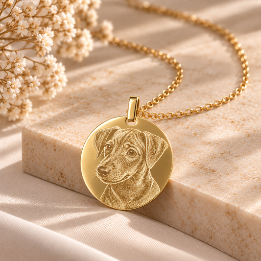 KINLORE PO5 personalised gold round pendant with chain