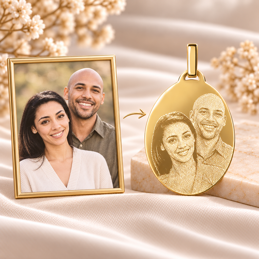 How your photo becomes a KINLORE PO9 personalised engraved pendant.